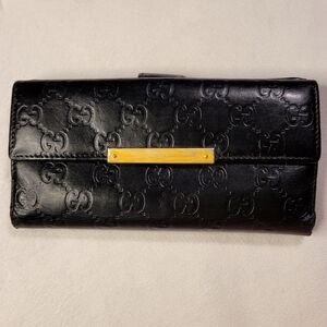 Gucci Long Wallet Guccissima Black Leather